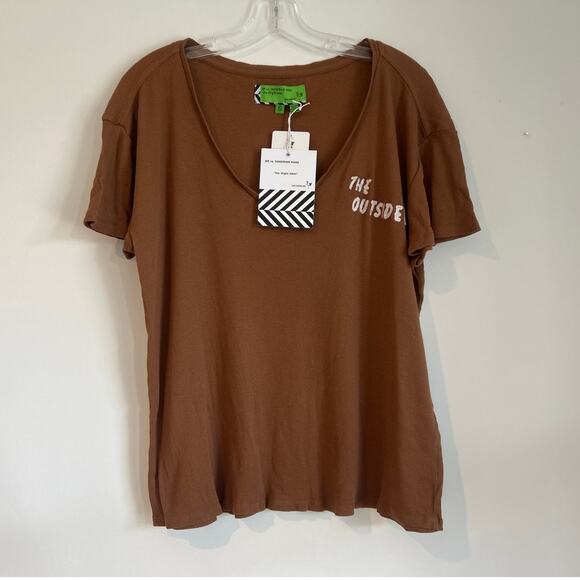 NWT Free People Ribbed V-Neck T-Shirt – “The Outsider” – Brown – Women’s Small - Picture 3 of 8